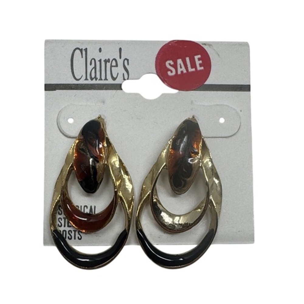 Vintage Claire's Gold and Enamel Look Earrings